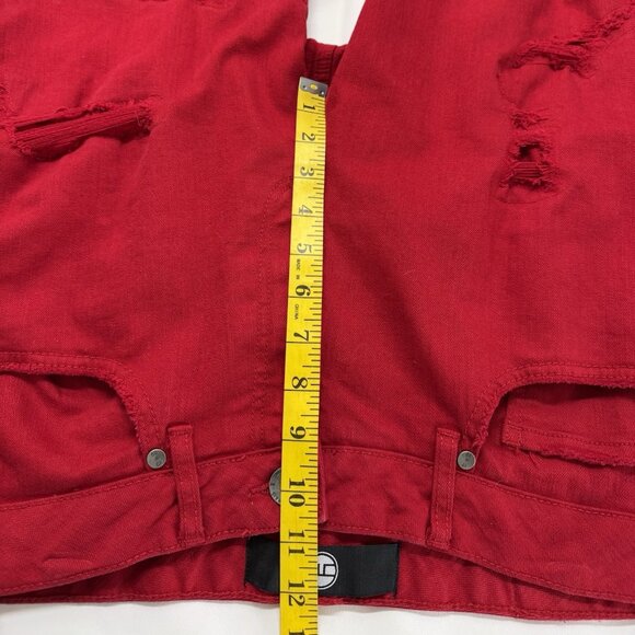 Jordan Craig Mens Martin Stacked Jeans 36 Red Distressed Stretch Skinny Frayed - Picture 8 of 14